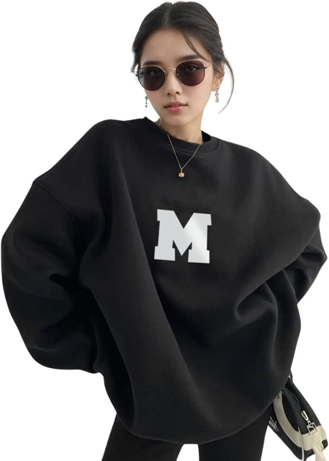 Áo nỉ nữ có mũ, tay dài, in logo, chất liệu nhẹ, thích hợp cho mùa thu đông xuân, quần áo mặc nhà, cỡ lớn.