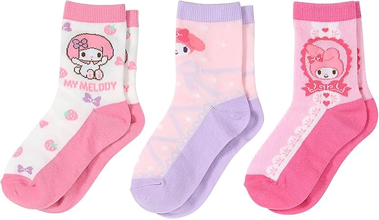 Bộ 3 đôi tất trẻ em Sanrio, Kuromi, cỡ 16-18cm