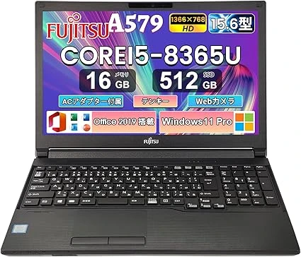 [Hàng tân trang] Laptop Fujitsu A579 đã qua sử dụng / Màn hình 15.6 inch / Bộ xử lý Core i5-8365U thế hệ thứ 8 / RAM 16GB / Ổ cứng SSD tốc độ cao 512GB