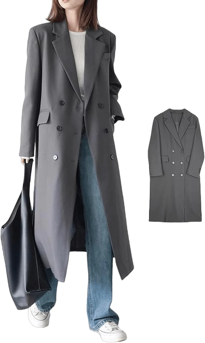 Áo khoác dáng dài nữ, áo blazer mỏng nhẹ, ôm dáng, có túi