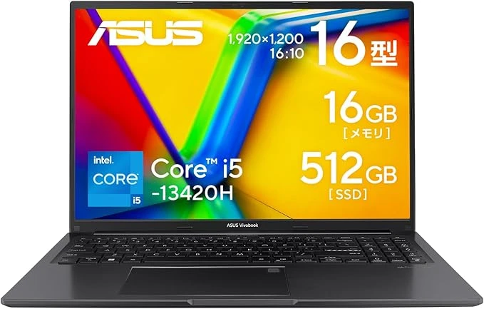 Laptop ASUS Vivobook 16 X1605VA 16 inch với bộ xử lý Intel Core i5 13420H, RAM 16GB và ổ SSD 512GB.