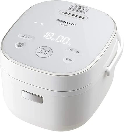 Nồi cơm điện Sharp KS-CF05B-W, dung tích 3 cốc, dành cho một người sử dụng, điều khiển bằng vi tính, có chức năng làm bánh mì, màu trắng.