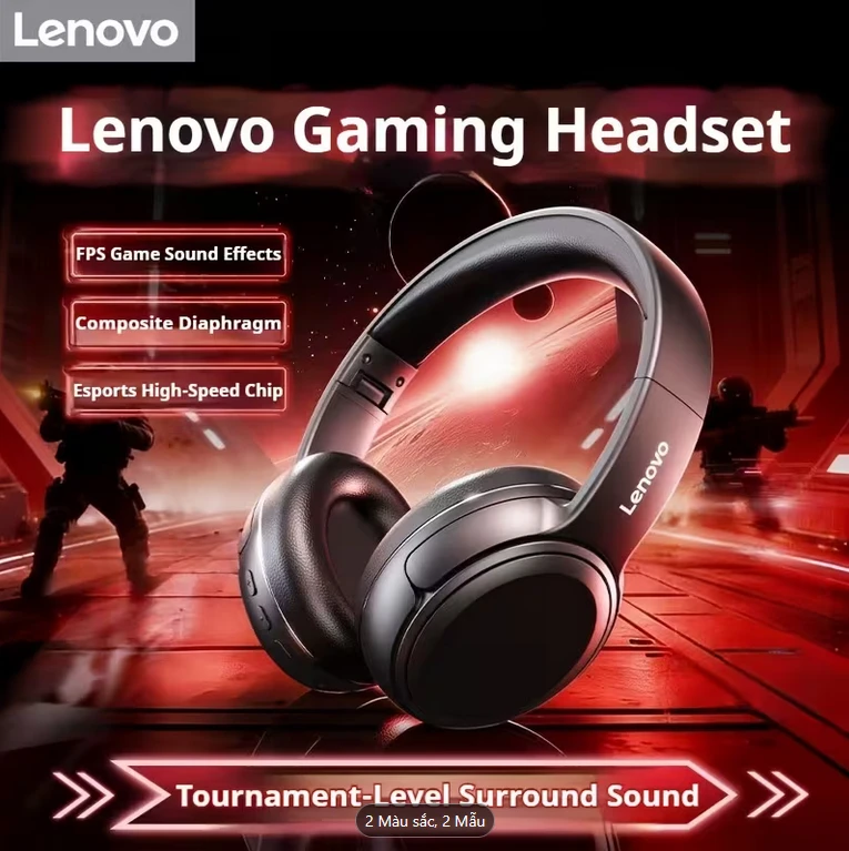 Tai Nghe Bluetooth Lenovo Cao Cấp Chụp Tai, Chống Ồn Chủ Động, Âm Thanh 360° Bao Quanh