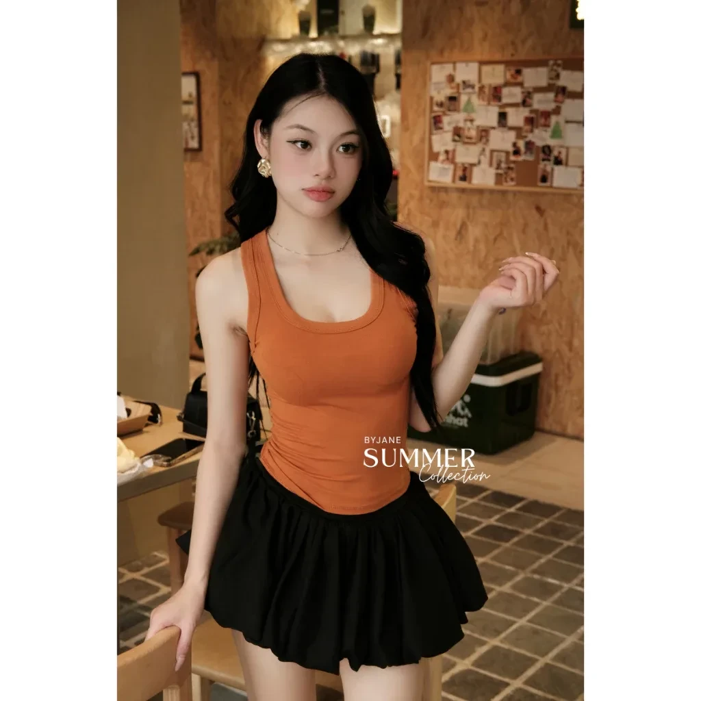 Áo ba lỗ nữ cotton mát BYJANE, Áo 2 dây bản to, Áo tanktop co dãn 4 chiều phù hợp đi tập