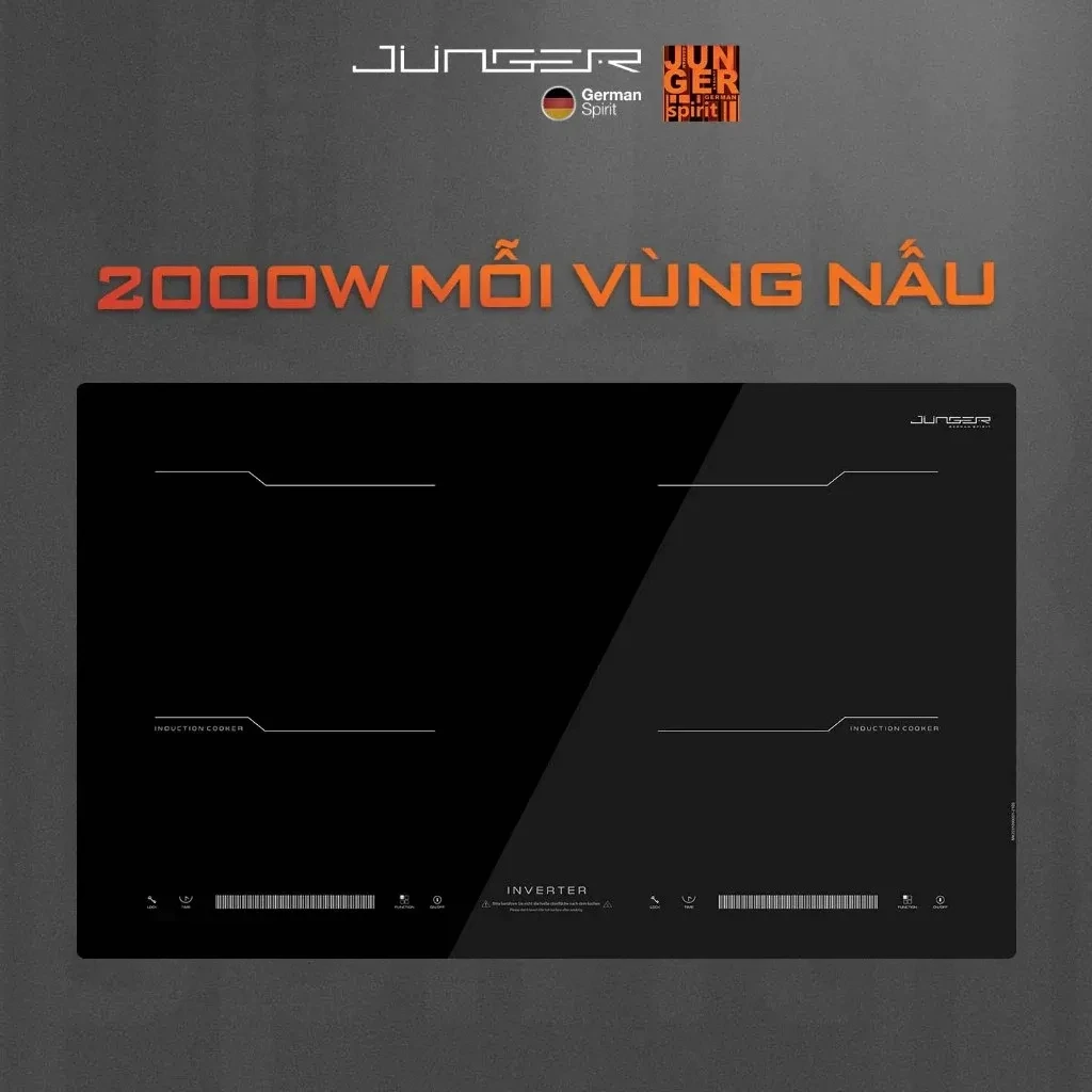 Bếp từ 2 vùng nấu Junger NKD-22+/MK-22 - Made In Thailand - Có Inveter