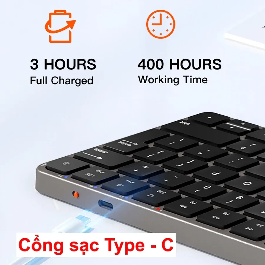 Bàn phím không dây Meetion iKey K210 không ồn 2 mode kết nối Bluetooth 2.4G pin sạc cổng type C