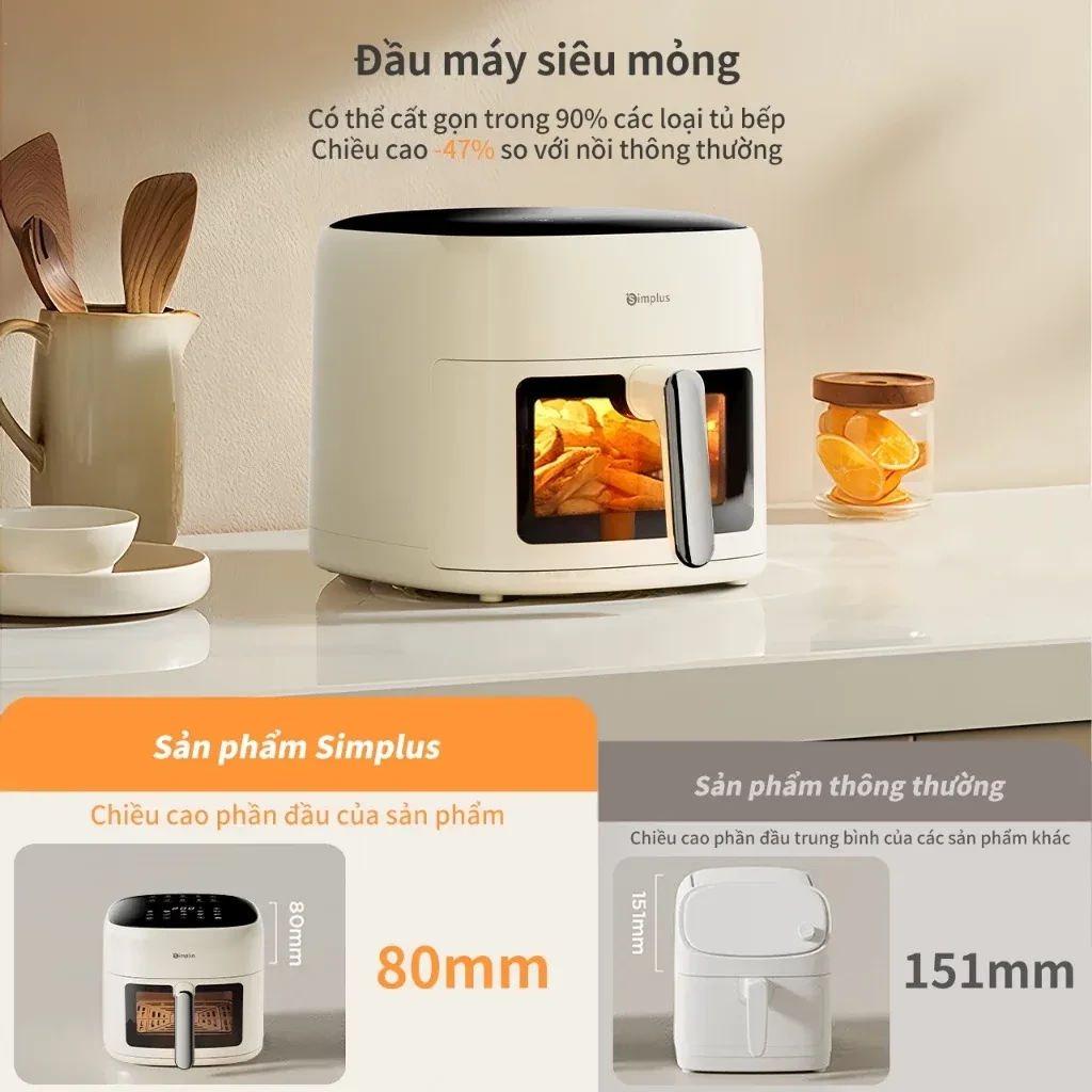 Simplus Nồi Chiên Không Dầu 6.5L Thiết kế nhỏ gọn dung tích "cỡ lớn" chiên rán thỏa thích KQZG018 Bảo Hành 1 Năm 1 Đổi 1