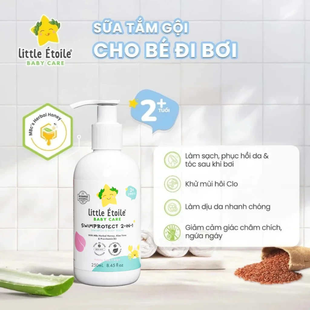 Sữa tắm gội Úc bảo vệ da và tóc sau khi bơi cho bé từ 2 tuổi